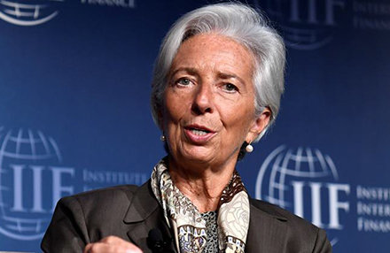 IMF Managing Director Christine Lagarde makes remarks during a conversation entitled "G20: Compact With Africa" at the Institute of International Finance's (IIF) annual meeting, during the IMF and World Bank's 2017 Annual Fall Meetings, in Washington, U.S., October 11, 2017.                        REUTERS/Mike Theiler
