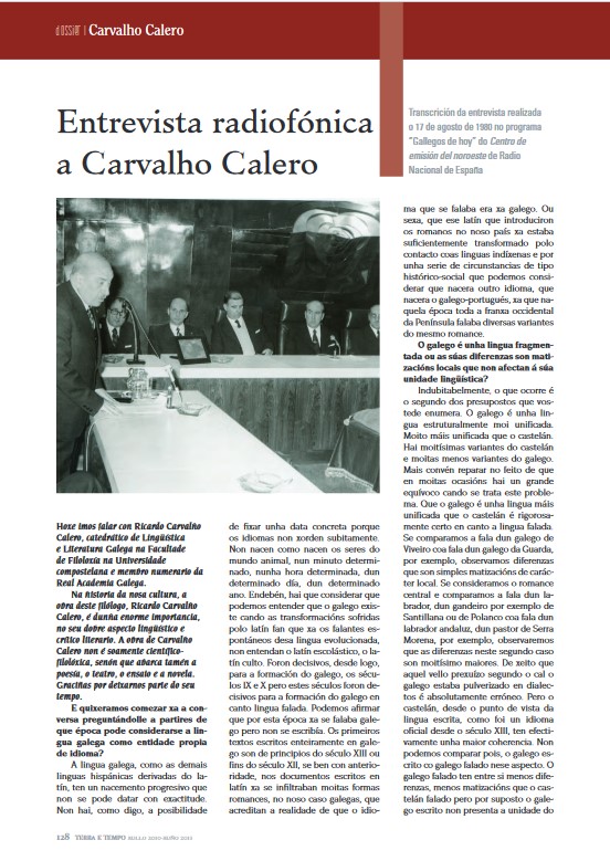 Entrevista radiofónica a Carvalho Calero