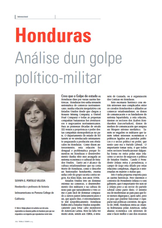Suyapa G. Portillo “Honduras. Análise dun golpe político-militar”