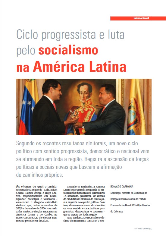 Ronaldo Carmona “Ciclo progressista e lutta pelo socialismo na América Latina”