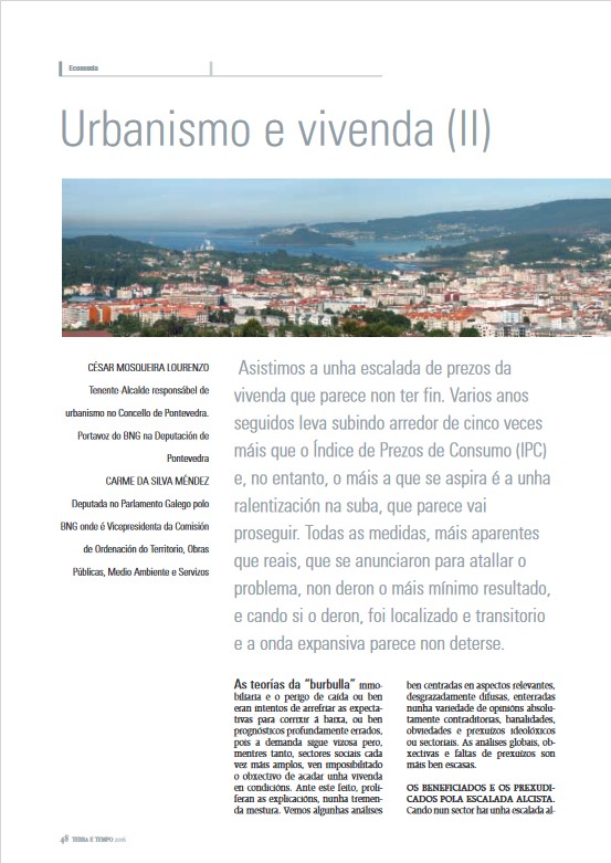 César Mosqueira e Carme da Silva “Urbanismo e vivenda (II). O prezo da vivenda
